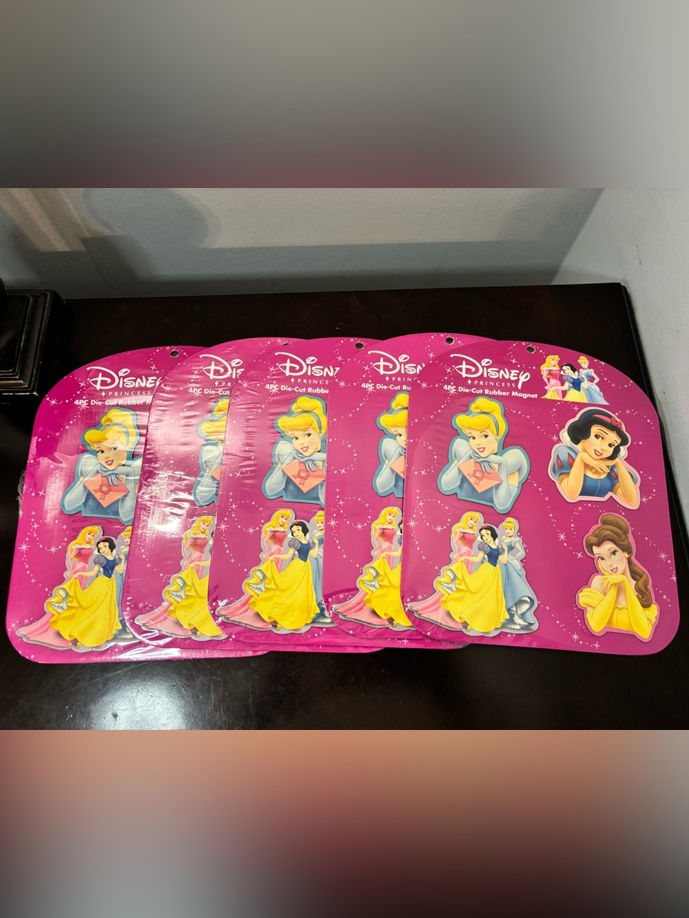 Disney Princess Pink Assorted Die-Cut Rubber Magnets - Pink & Yellow
